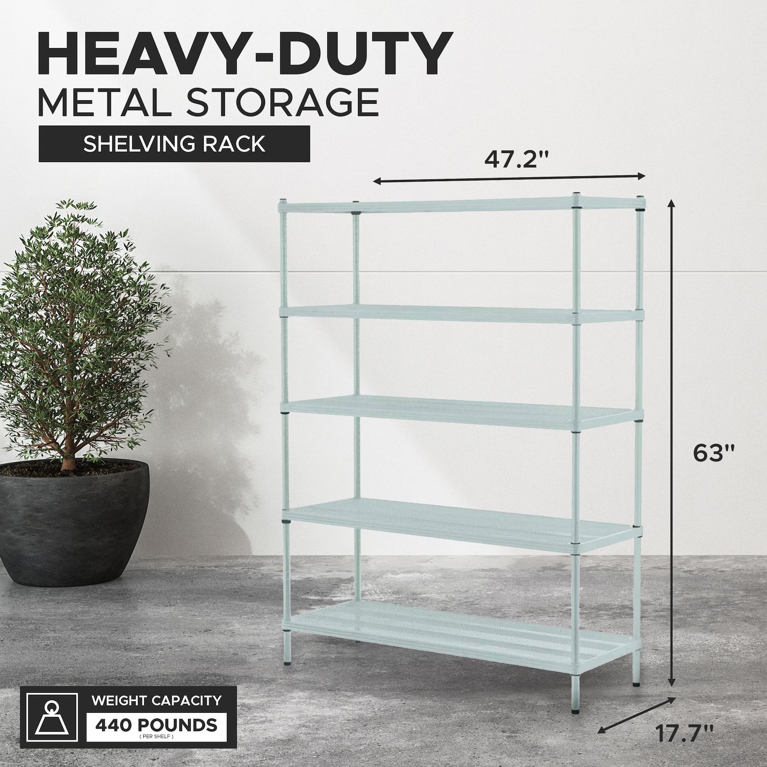 Design Ideas Meshworks 5 Tier Full-size Metal Storage Shelving Unit ...