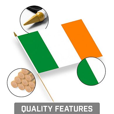 G128 8x12in 12pk Ireland Printed 150d Polyester Handheld Stick Flag
