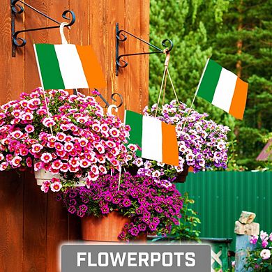 G128 8x12in 12pk Ireland Printed 150d Polyester Handheld Stick Flag