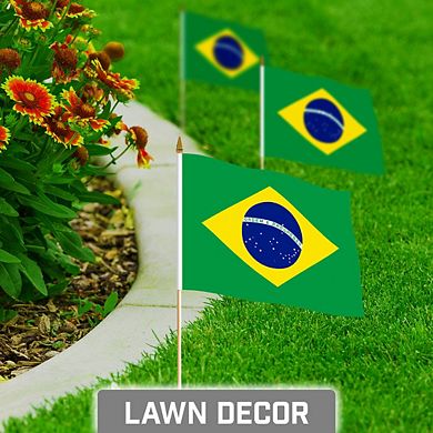 G128 8x12in 30pk Brazil Printed 150d Polyester Handheld Stick Flag