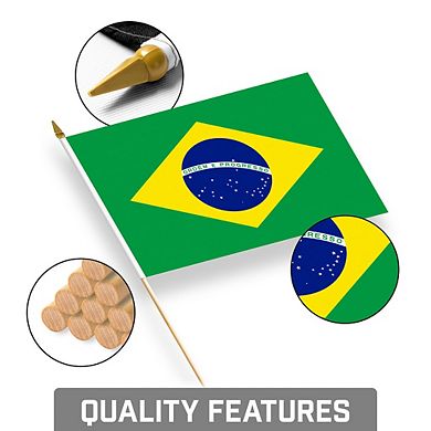 G128 8x12in 30pk Brazil Printed 150d Polyester Handheld Stick Flag