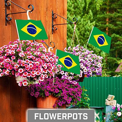 G128 8x12in 30pk Brazil Printed 150d Polyester Handheld Stick Flag
