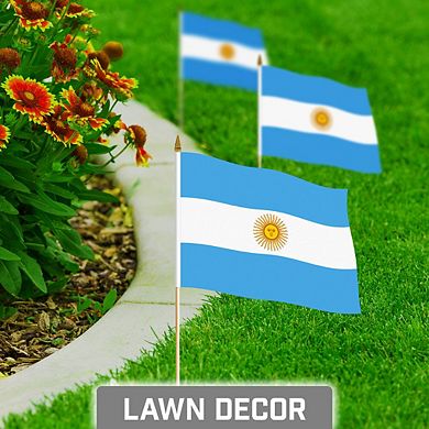 G128 8x12in 24pk Argentina Printed 150d Polyester Handheld Stick Flag