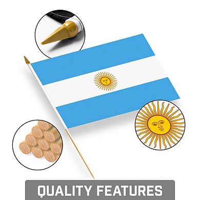 G128 8x12in 24pk Argentina Printed 150d Polyester Handheld Stick Flag