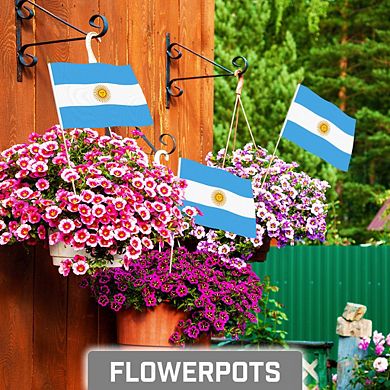 G128 8x12in 24pk Argentina Printed 150d Polyester Handheld Stick Flag