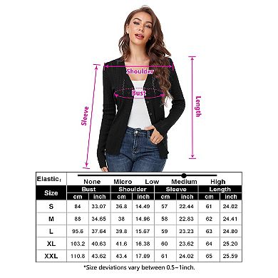 Women’s Long Sleeve V Neck Button Down Cropped Cardigans Soft Knit Sweater Hollow Out Coat