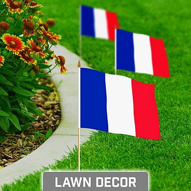 G128 8x12in 12pk France Printed 150d Polyester Handheld Stick Flag