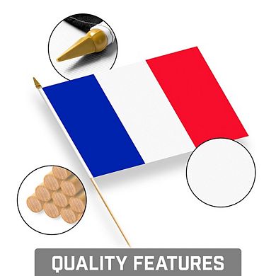G128 8x12in 12pk France Printed 150d Polyester Handheld Stick Flag