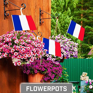 G128 8x12in 12pk France Printed 150d Polyester Handheld Stick Flag