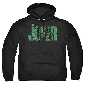 Batman Joker Text On Black Adult Pull Over Hoodie