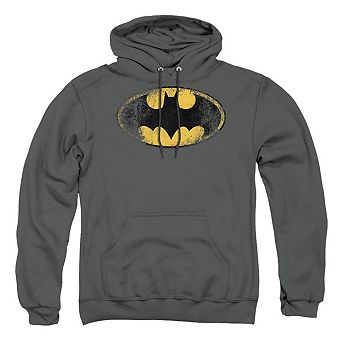 Batman Destroyed Logo Adult Pull Over Hoodie