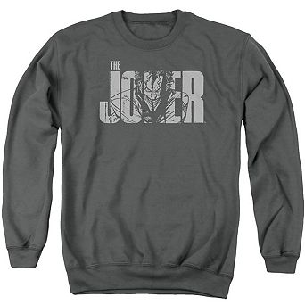Batman Joker Text On Gray Adult Crewneck Sweatshirt