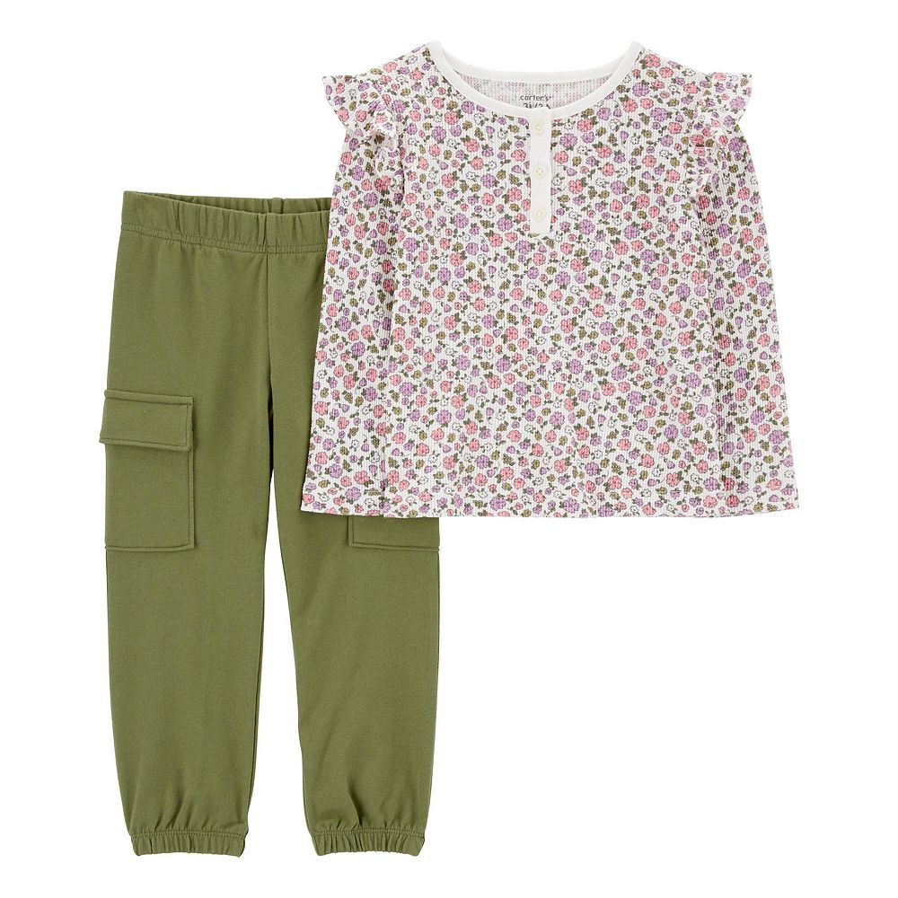 Carter's 2pc Baby Girl Valentine Long-sleeve Top and  Pants Set