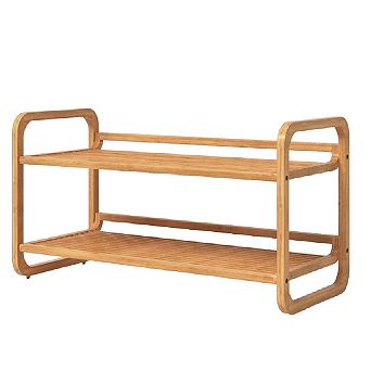 Bamboo Modern 2-shelf Stackable Shoe Rack - Holds Up To 8 Pair Of Shoes