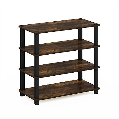 22.2 in. Tall Stackable Shoe Rack for Entryway or Closet, 4-Tier Black-Brown Wood