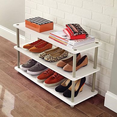 Modern Shoe Rack 3-Shelf Storage Organizer with Tool-Free Assembly, Holds Shoes, and Accessories