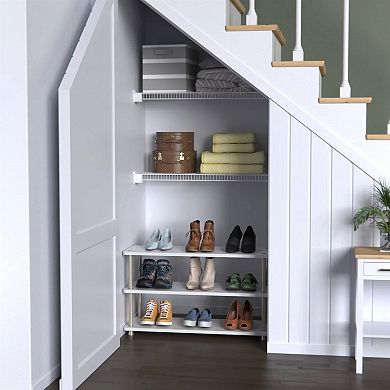 Modern Shoe Rack 3-Shelf Storage Organizer with Tool-Free Assembly, Holds Shoes, and Accessories