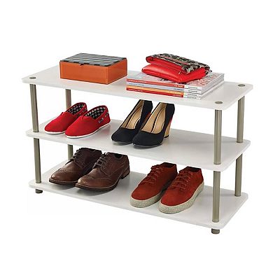 Modern Shoe Rack 3-Shelf Storage Organizer with Tool-Free Assembly, Holds Shoes, and Accessories