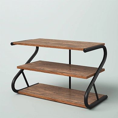 3-Tier Shoe Rack with Metal Frame & Wood Shelves, Narrow Entryway Shoe Organizer, Rustic Brown