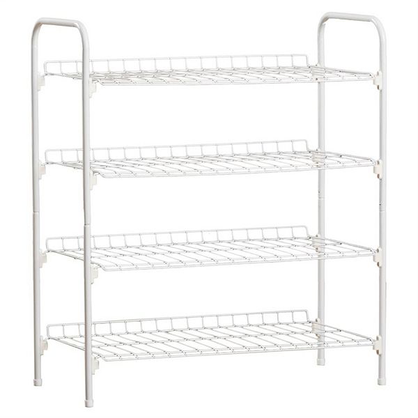 White Metal 4shelf Shoe Rack Holds Up To 9 Pair Of Shoes