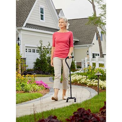 Carex Health Brands Quad Cane, Adjustable Height Quad Cane and Walking Stick- Holds Up to 250 Pounds