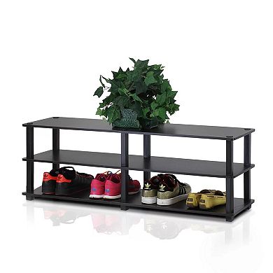 Espresso Black Shoe Storage Rack with 3 Shelves for Shoes, Baskets, & Entryway Organization, 47.2''