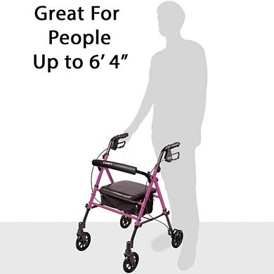 Carex Step 'N Rest Aluminum Rolling Walker For Seniors - Rollator ...