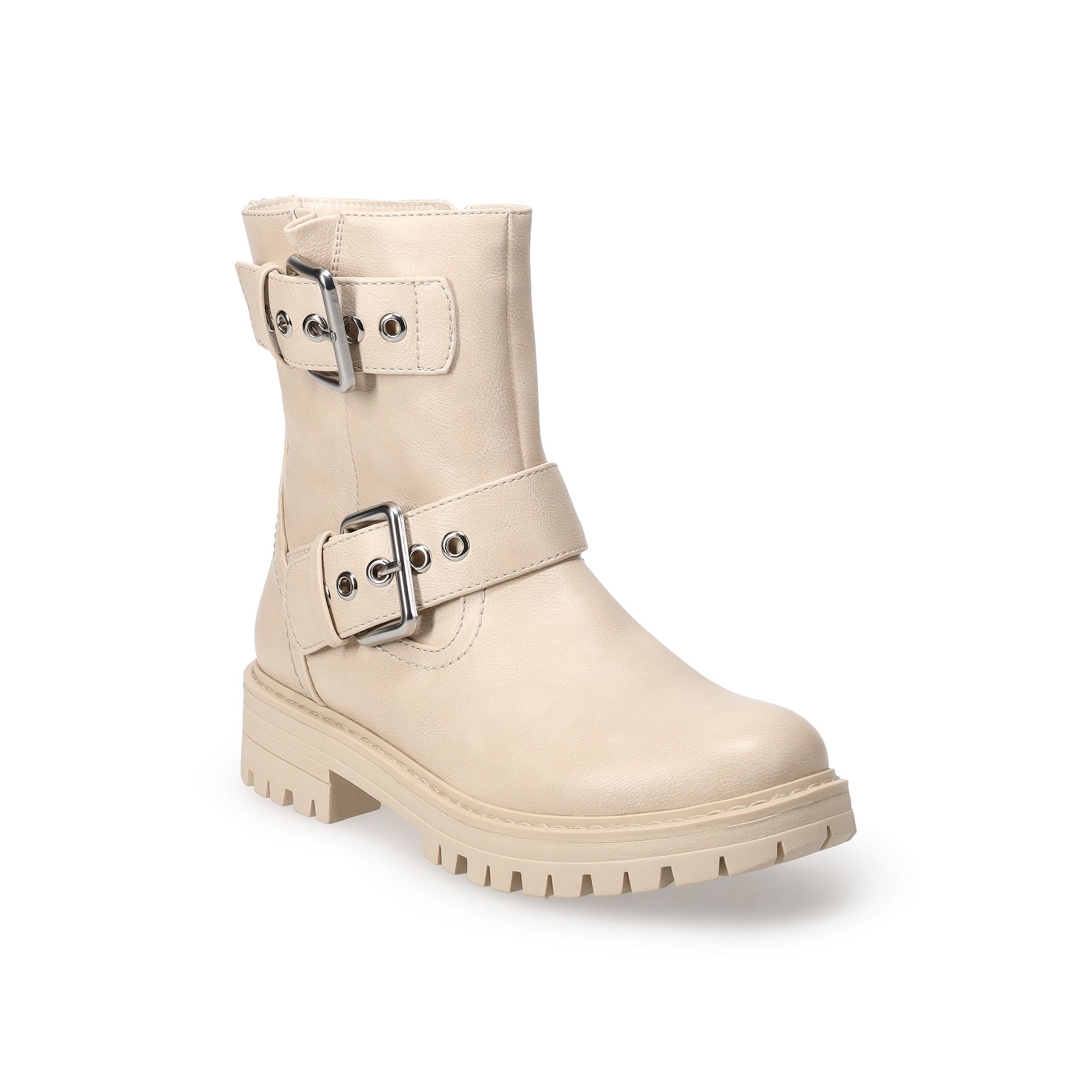 SO® Dezirae Womens Combat Boots, Size: 5, Ivory