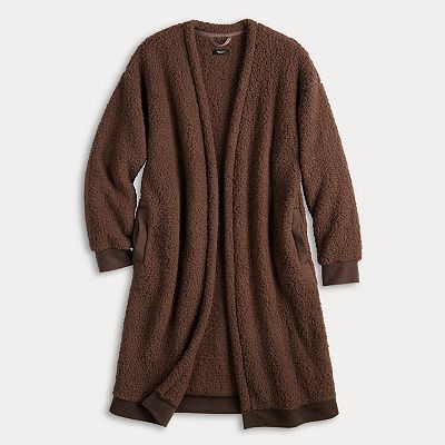Women's Simply Vera Vera Wang Sherpa Faux Fur Open-Front Long Cardigan
