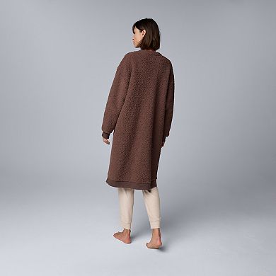 Women's Simply Vera Vera Wang Plush High-Pile Fleece Open-Front Long Cardigan