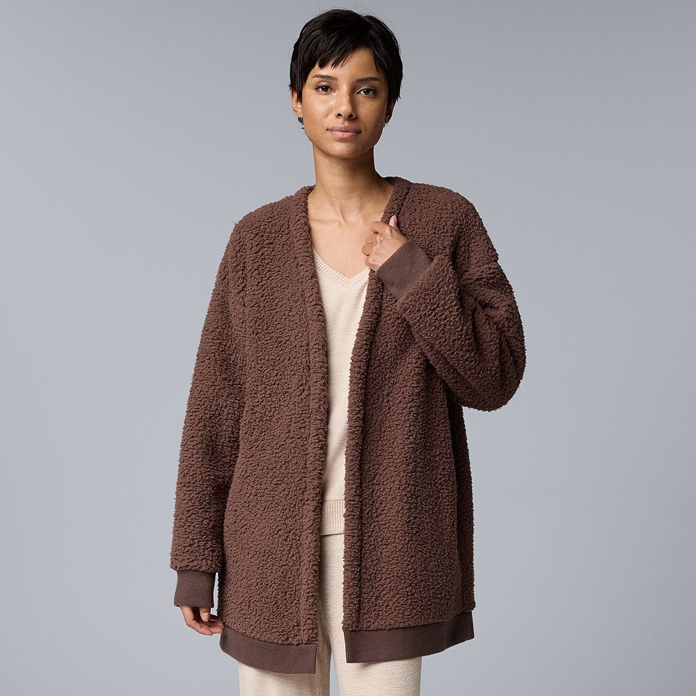 Women's Simply Vera Vera Wang Sherpa Faux Fur Open-Front Cardigan