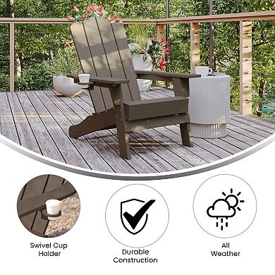 Taylor & Logan Nellis Weather Resistant Adirondack Chair with Cup Holder
