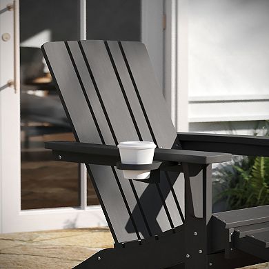 Taylor & Logan Hedley All-Weather Adirondack Chair with Cup Holder & Pull-Out Ottoman