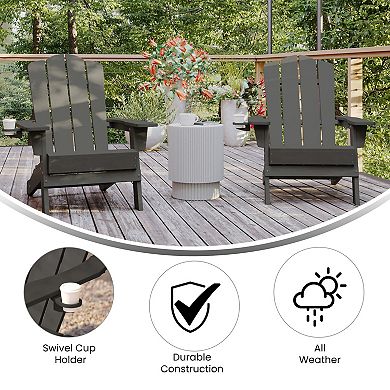Taylor & Logan 2 pc Nellis Weather Resistant Adirondack Chair with Cup Holder Set