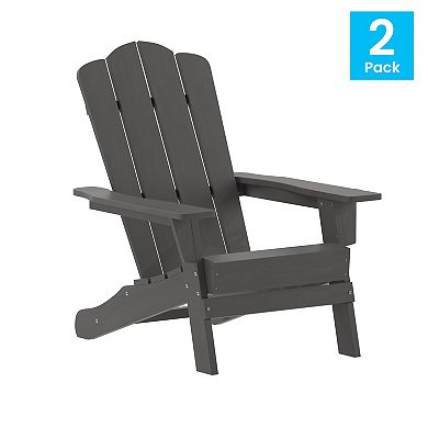 Taylor & Logan 2 pc Nellis Weather Resistant Adirondack Chair with Cup Holder Set