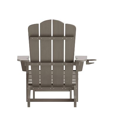 Taylor & Logan 2 pc Nellis All-Weather Adirondack Chair with Cup Holder & Pull-Out Ottoman Set