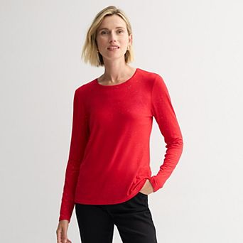 Women's Nine West Essential Long Sleeve Crewneck Shirt