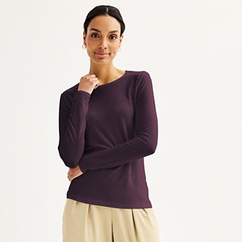 Women's Nine West Essential Long Sleeve Crewneck Shirt