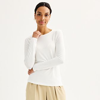 Women's Nine West Essential Long Sleeve Crewneck Shirt