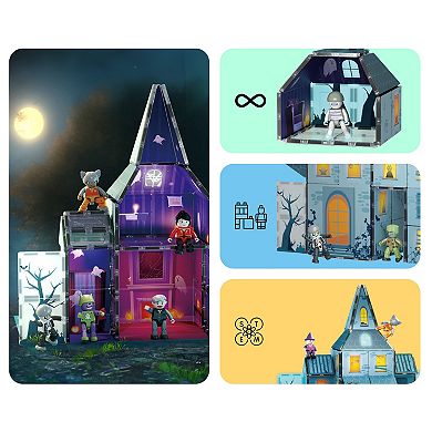 PicassoTiles 57 Piece Haunted Mansion Toy Magnetic Tile, Building Block for Kid Age 3 & Up, PTQ03