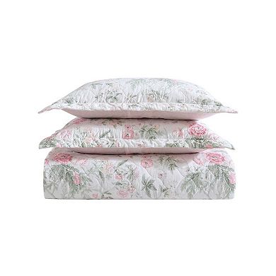 Laura Ashley Breezy Floral Pink Quilt Set