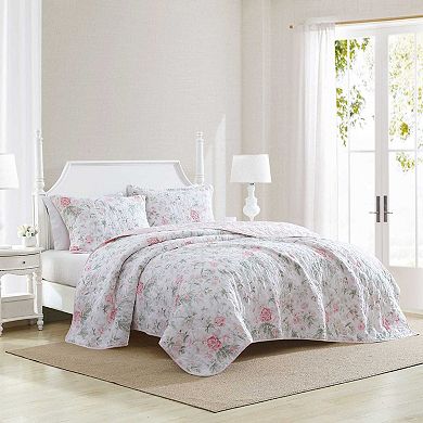 Laura Ashley Breezy Floral Pink Quilt Set