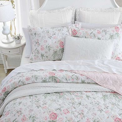 Laura Ashley Breezy Floral Pink Quilt Set