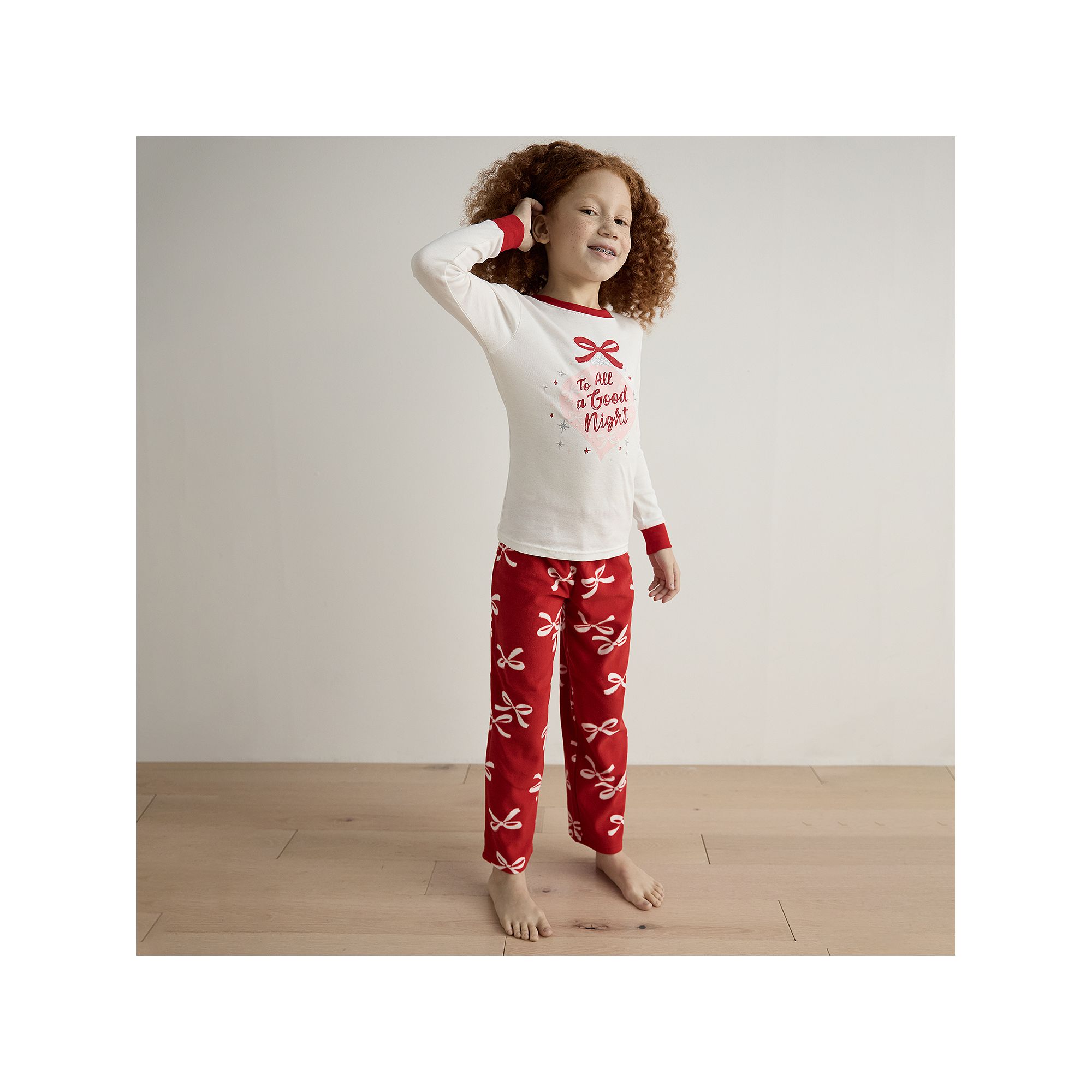 Girls 4-14 Carters 2-Piece Christmas Bow Cotton & Fleece Pajamas Set, Girl