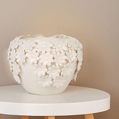 Home Essentials Short Appliqued Allover Floral Vase Table Décor