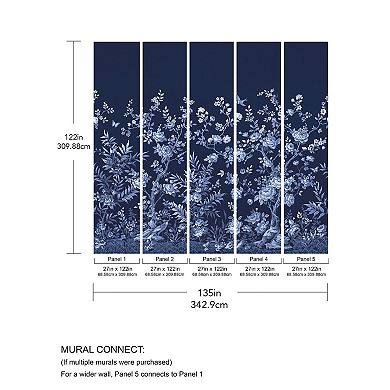 Brewster Home Fashions Twilight Chinoiserie Mural Wallpaper Decals