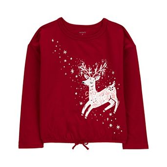 Girls 4-14 Carter's Reindeer Christmas Flutter Top