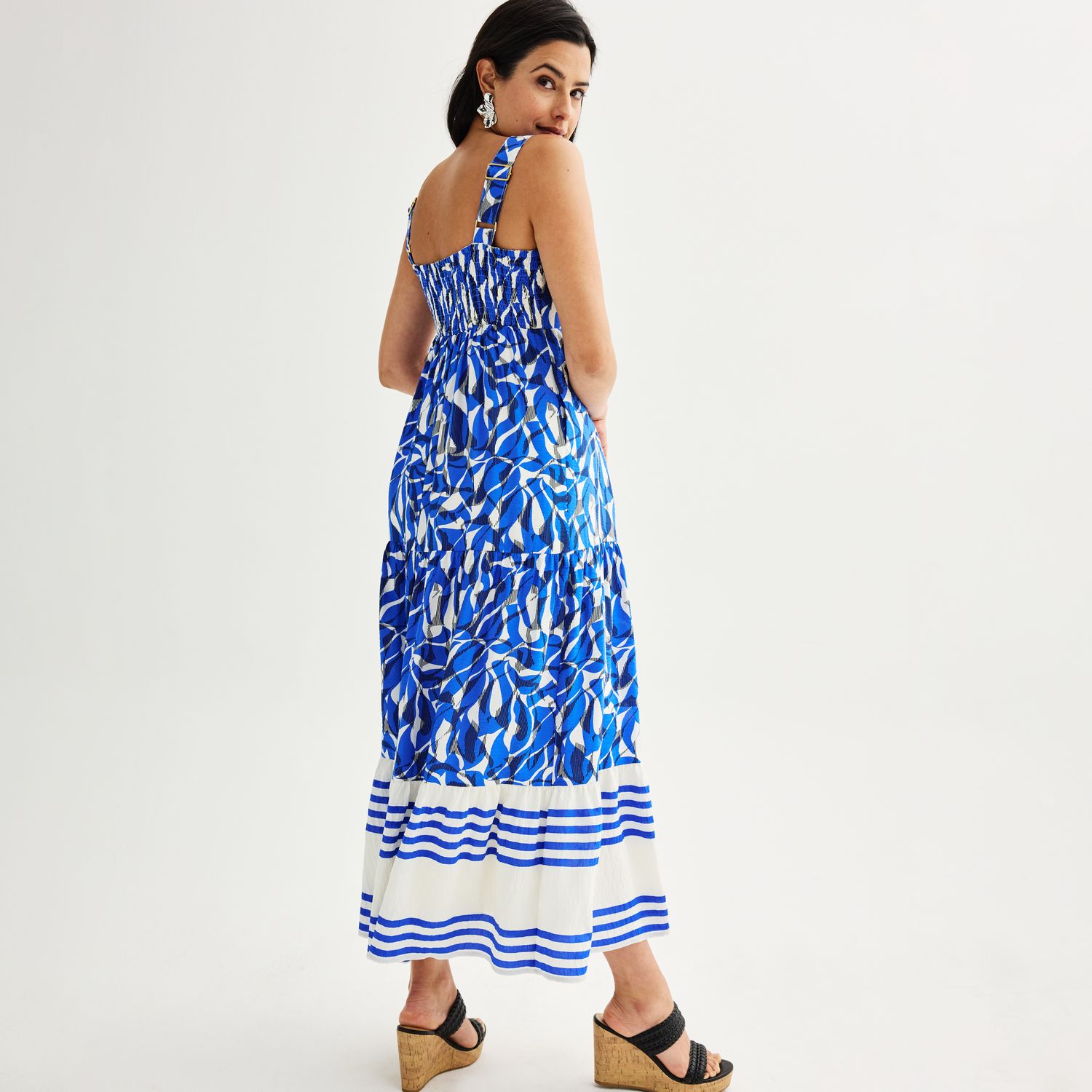 Nine West Women's Halter Neck Maxi Dress - Printed Chiffon, Sleeveless Long Dress - View #10