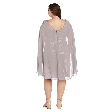 Plus Size R&M Richards Shimmery Pleated Midi Caplet Dress