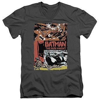 Batman Old Movie Poster Short Sleeve Adult V Neck T-shirt